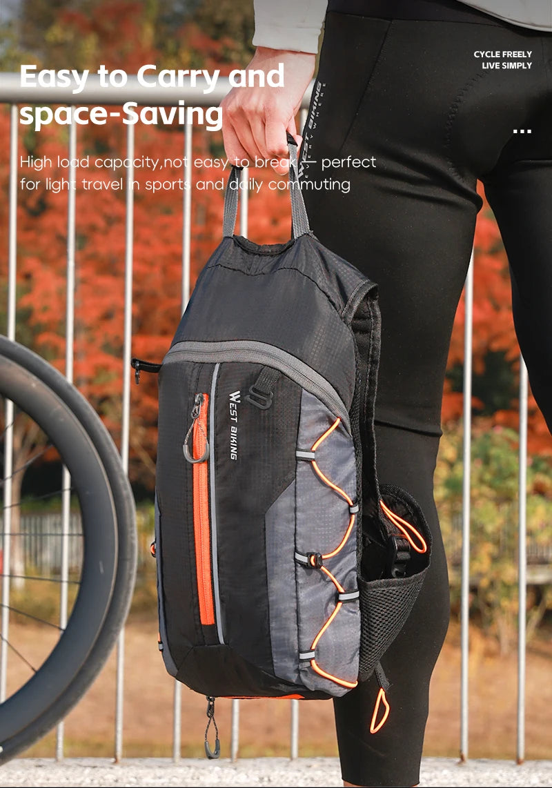 WEST BIKING 10L Cycling Backpack Lightweight Outdoor Sports Running Hiking Climbing Hydration Bag Waterproof Flodable Travel Bag