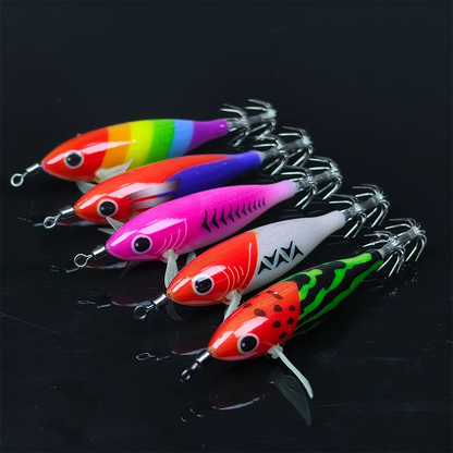 Horizontal Glow Squid Jigs with Double Hooks (5 Pack)