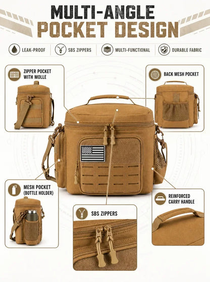 13L Tactical Thermal Cooler Lunch Bag Leakproof Insulated Durable Meal Storage Bag For Men Office Work Daily Commute Camping Picnic Fishing Outdoor Portable Insulated Food Carrier Bag