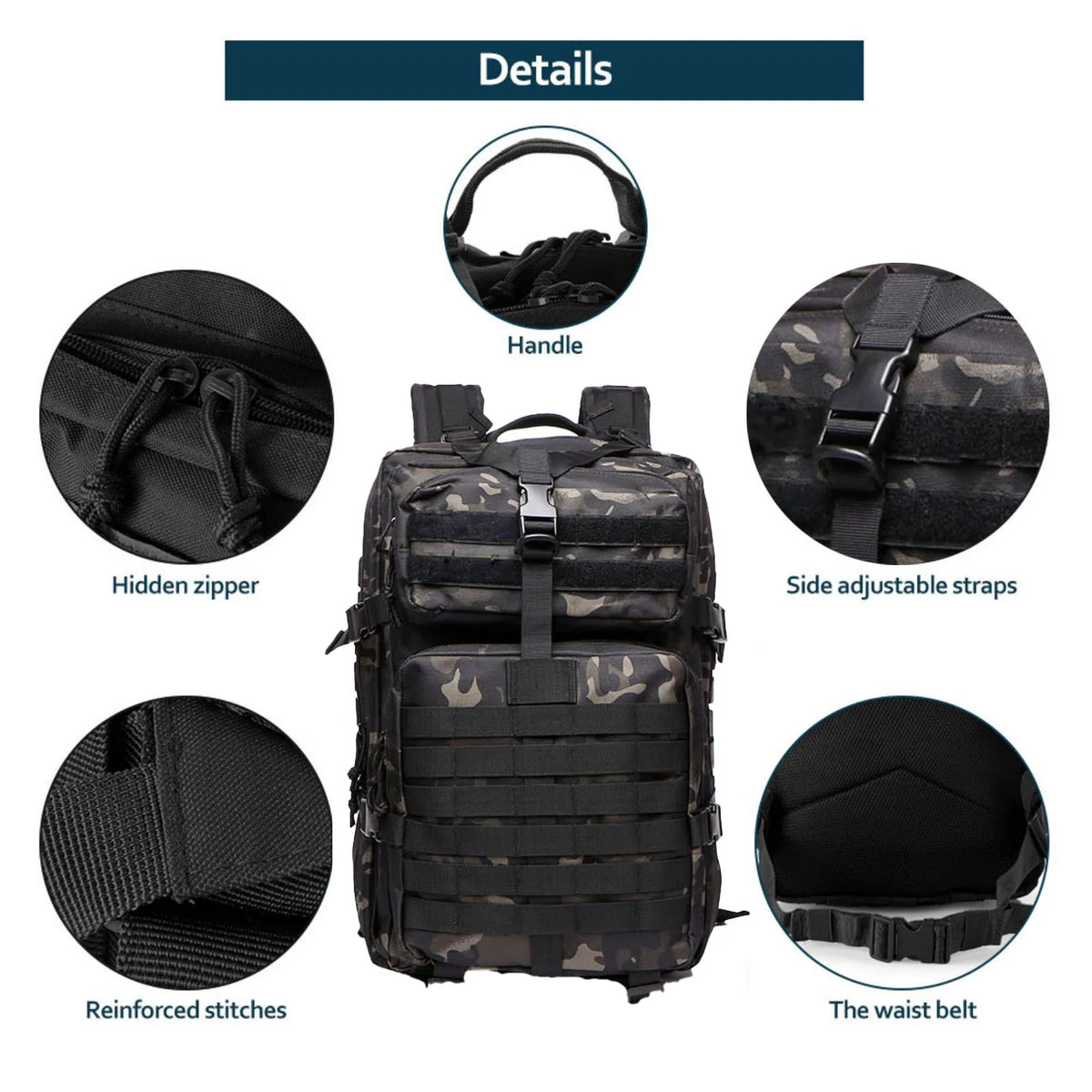 25L/50L Waterproof Tactical Hiking Backpack