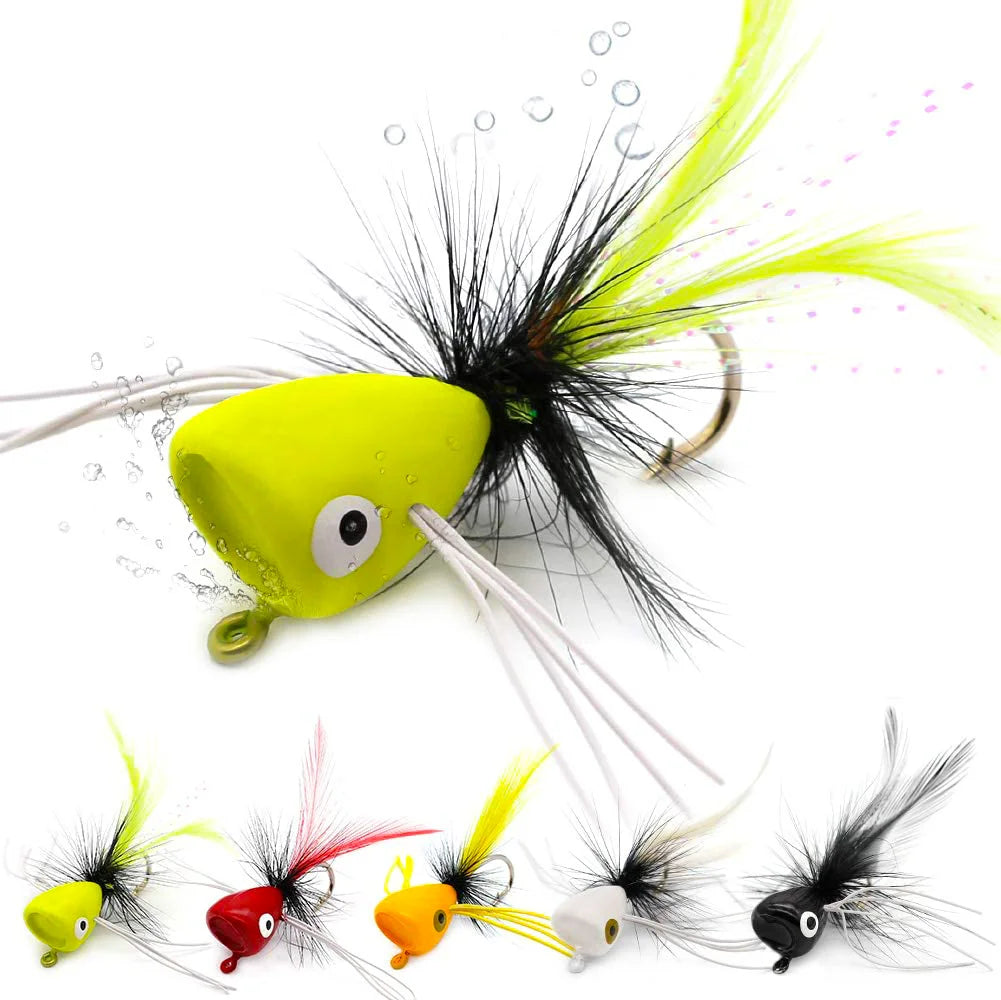 GOBAIT Topwater Popper Flies (5 Pack)