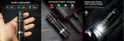 SOFIRN SC18 1800lm SST40 LED 18650 Torch TIR Optics Lens EDC Flashlight USB C Rechargeable Lantern