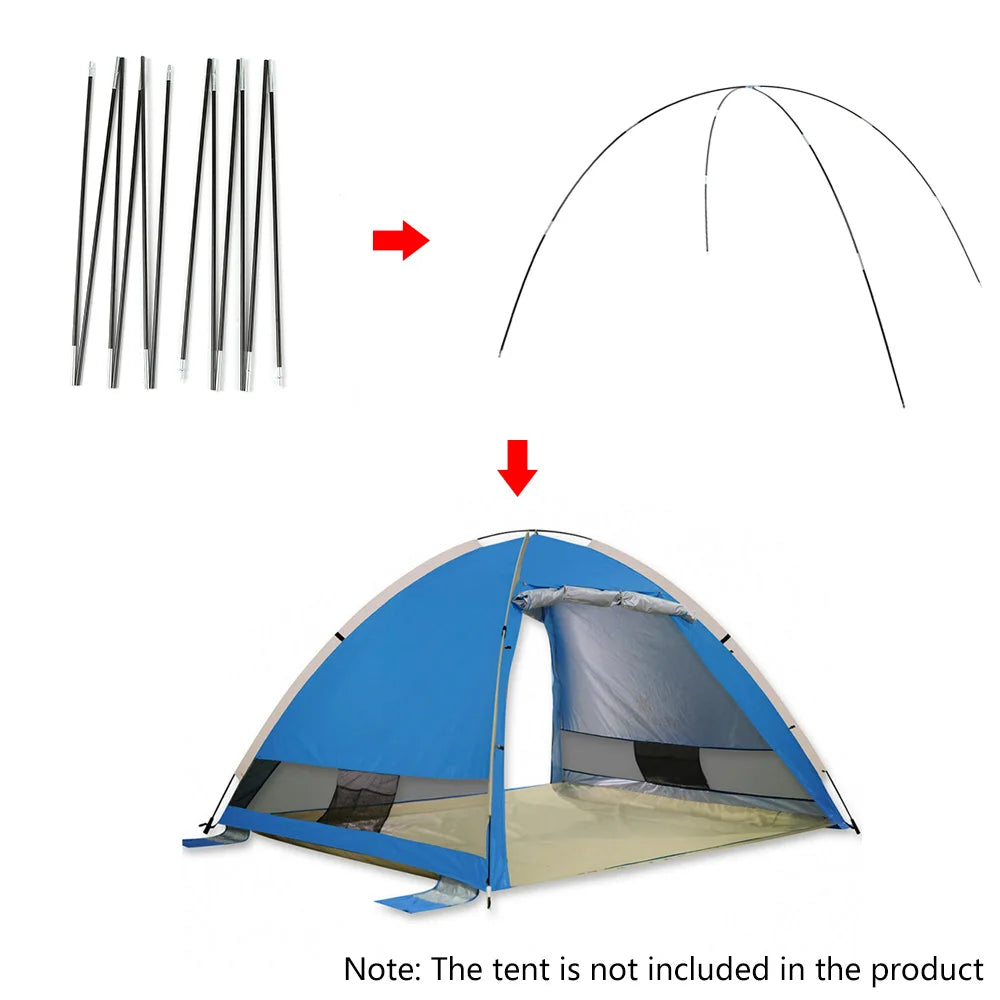 3.26m/3.4m/3.9m Camping Tent Rod 1 Pair 12 Pcs Glass Fiber Tent Arc Poles Replacement for Outdoor Equipment Accessories