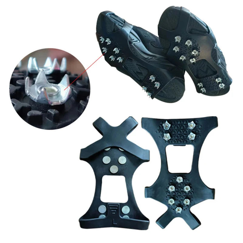 5/8 Teeth Outdoor Ice Claw Anti Slip Shoe Cover Ice Gripper Spike for Shoes Anti-Slip Hiking Mountain Climbing Ice Snow Crampons