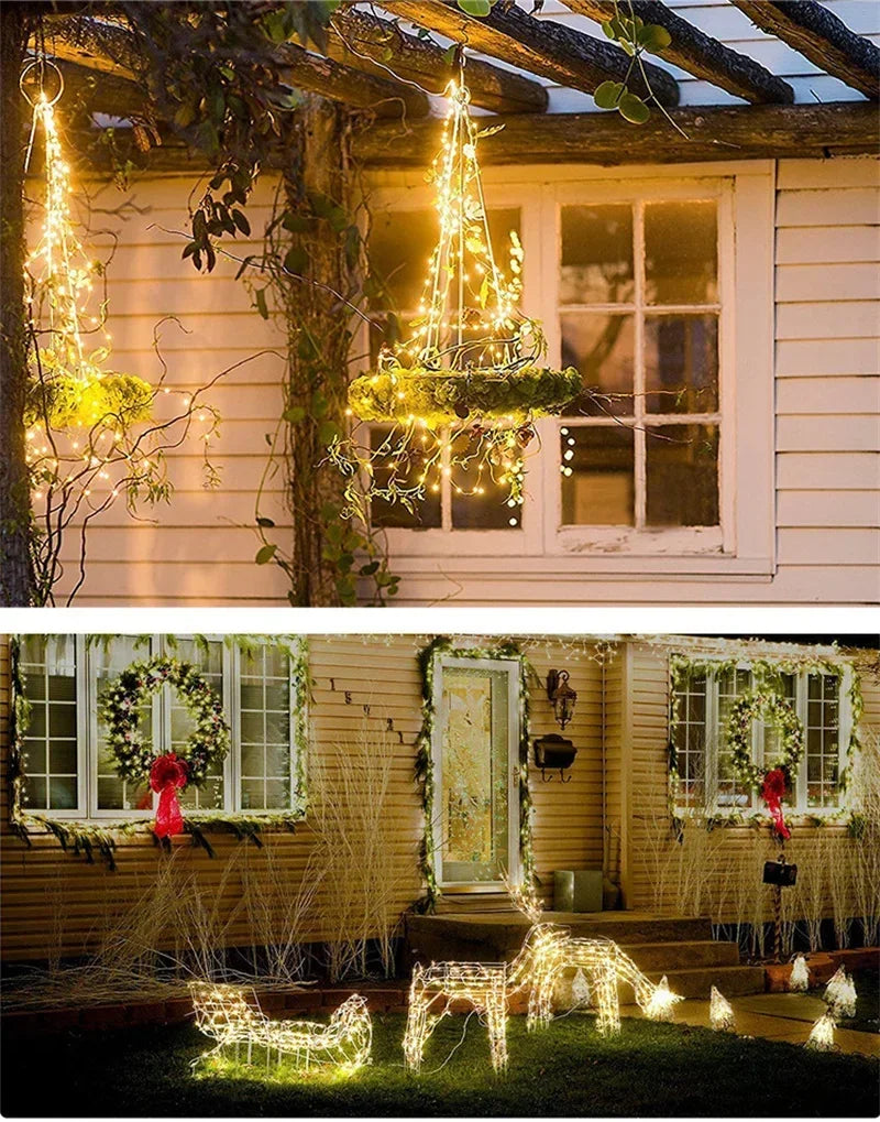 LED Solar Light Outdoor Garden Fairy String Light Waterproof Ambient Lamp for Christmas Patio Tree Party Camping Festive