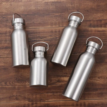 Portable Stainless Steel Bicycle Water Bottle Sports Fitness Single Walled Vacuum Insulated Metal Flask