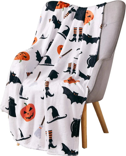 1PC Gifts Blanket Black Bats Printed Flannel Blanket Perfect for Sofa Office Bed Travel Sleep Read Relax Camping Four Season Use