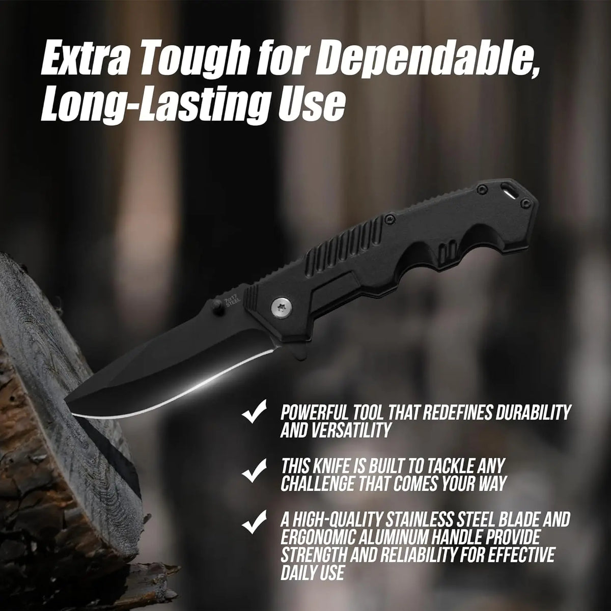 Stainless steel convenient folding knife EDC pocket folding knife is suitable for outdoor camping, fishing, survival and hunting