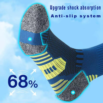 3 Pairs Men's Athetic Socks Sports Breathable Outdoor Running Compression Socks Traning Long Black White  BLUE Stretch Socks