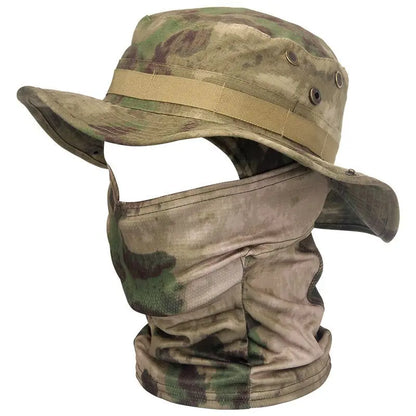 Women Men Hiking Fishing Boonie Hat Outdoor Sport Sun UV Protection Neck Face Camouflage Adjustable Bucket Caps and Mask
