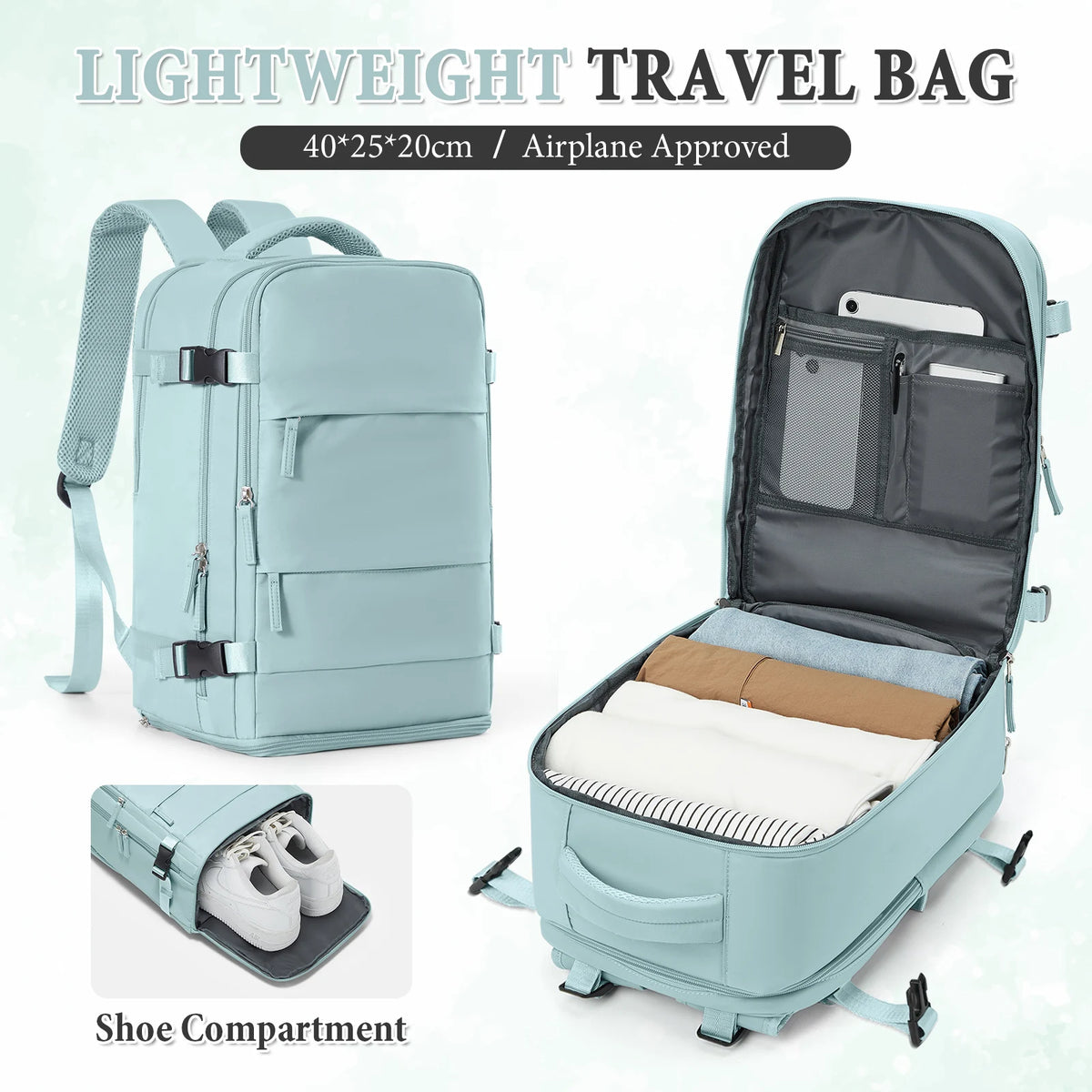 Women Men Hand Luggage Backpack Business College Laptop Travel Backpack Waterproof Carry on mochila viaje cabina avion 40x20x25