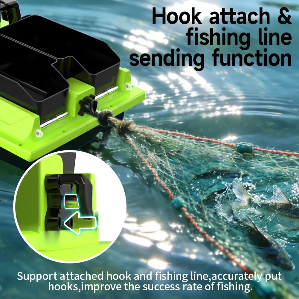 Sonar Bait Boat with Color Fish Finder Screen & Dual Hopper