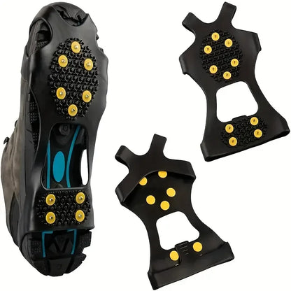 1Pair/2 Pairs Non-slip Shoes Covers, 10-tooth Ice Claws Spikes Crampons For Outdoor Mountaineering Camping Hiking