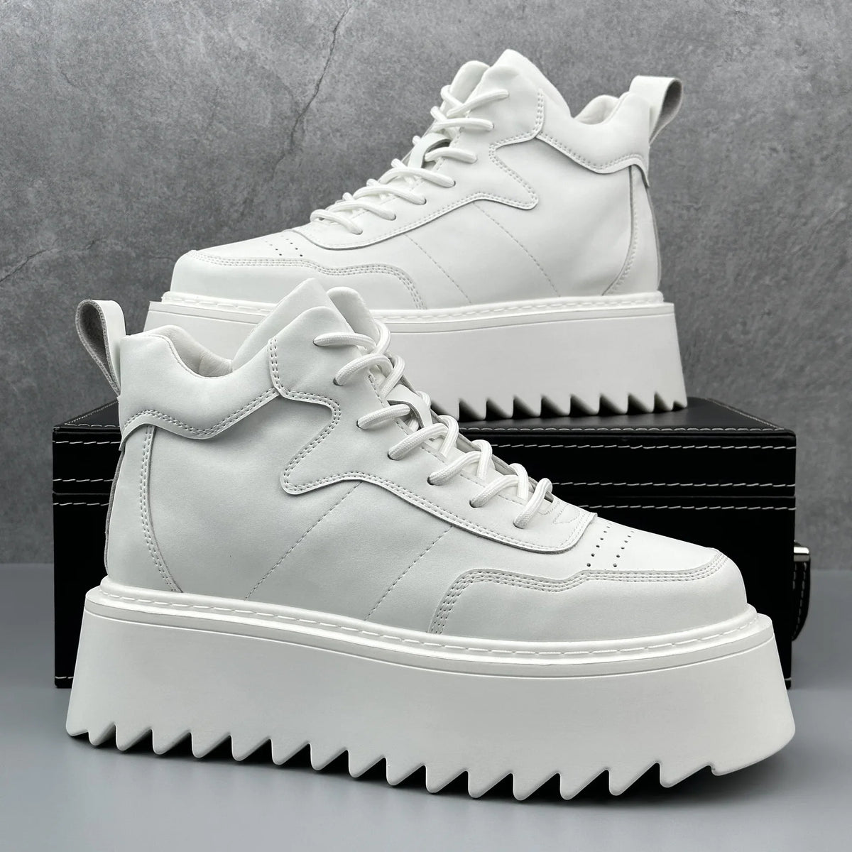 2025 Men’s High Top Sneakers – Leather Platform Casual Shoes | Outdoor Breathable Running & Fashion Trainers