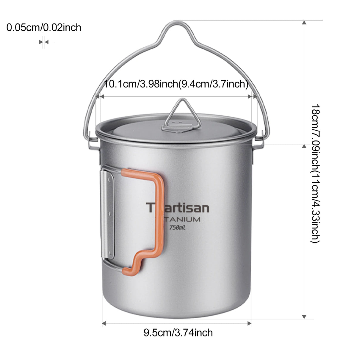 Tiartisan Outdoor Camping Pure Titanium Mug with Collapsible Handle Ultralight Portable Tea Cup Coffee Mug Drinkware