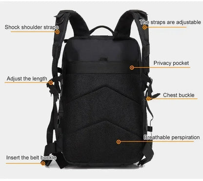 2Q-50L Tactical Backpack Men's Travel Large Capacity Rucksacks Men Waterproof Outdoor 1Sports Multi-functional Bags