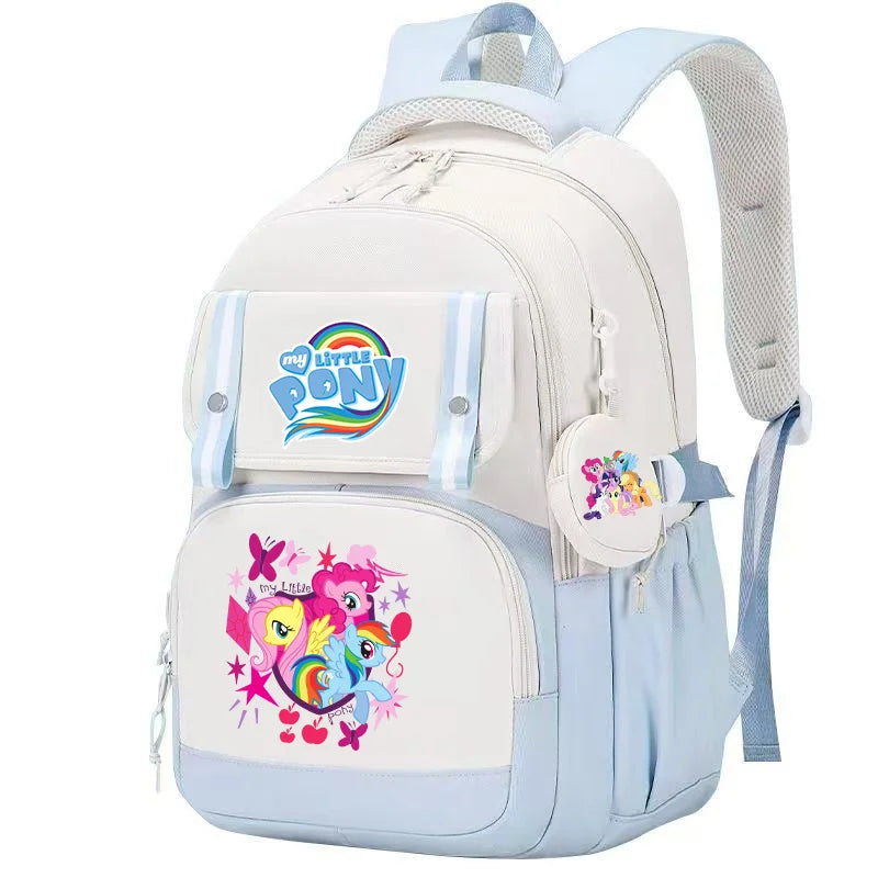My Little Pony Large Capacity Backpack Cartoon Daypack Travel Commute Knapsack Schoolbag for Kids Girls Mochila With Coin Purse