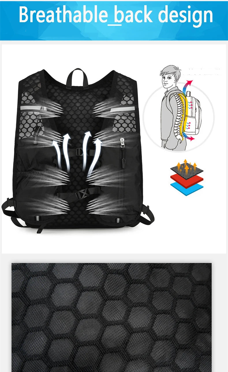 8L Running Hydration Vest Backpack Men Women Outdoor Sport Bags Trail Marathon Jogging Hiking Backpack Option Water Bag Flask
