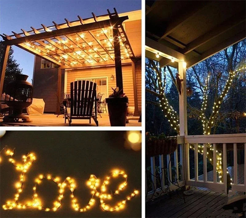 LED Solar Light Outdoor Garden Fairy String Light Waterproof Ambient Lamp for Christmas Patio Tree Party Camping Festive