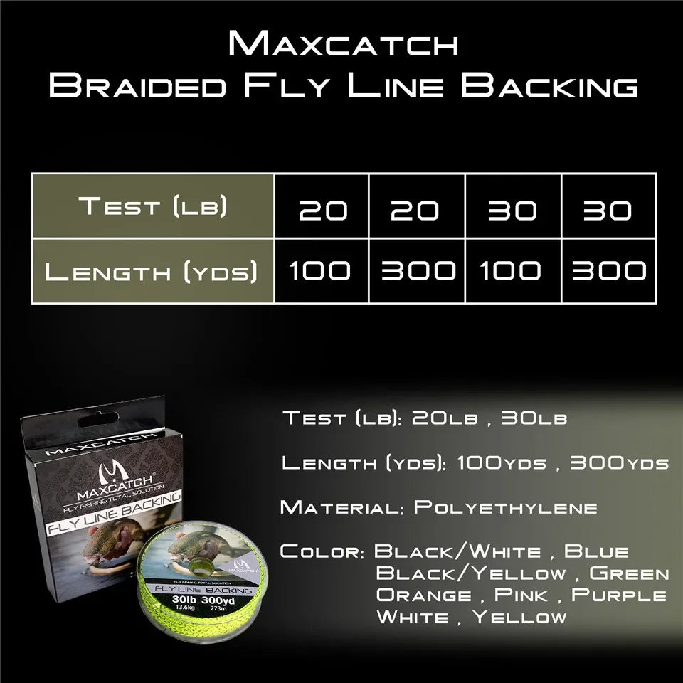 MAXIMUMCATCH Braided Fly Backing 100-300 Yds