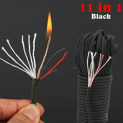 6 Kindling 550 25/100FT 10-Core Paracord 4mm Outdoor Camping Survival Tool Fit PE Fire Rope Fishing Cotton Line Parachute Hiking