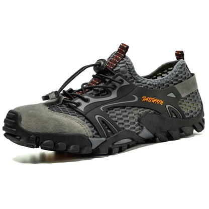 Men’s Outdoor Hiking Shoes – Anti-Slip Wear-Resistant Trekking & Jogging Sneakers (Breathable Trail Shoes, Khaki/Black/Brown/Gray)