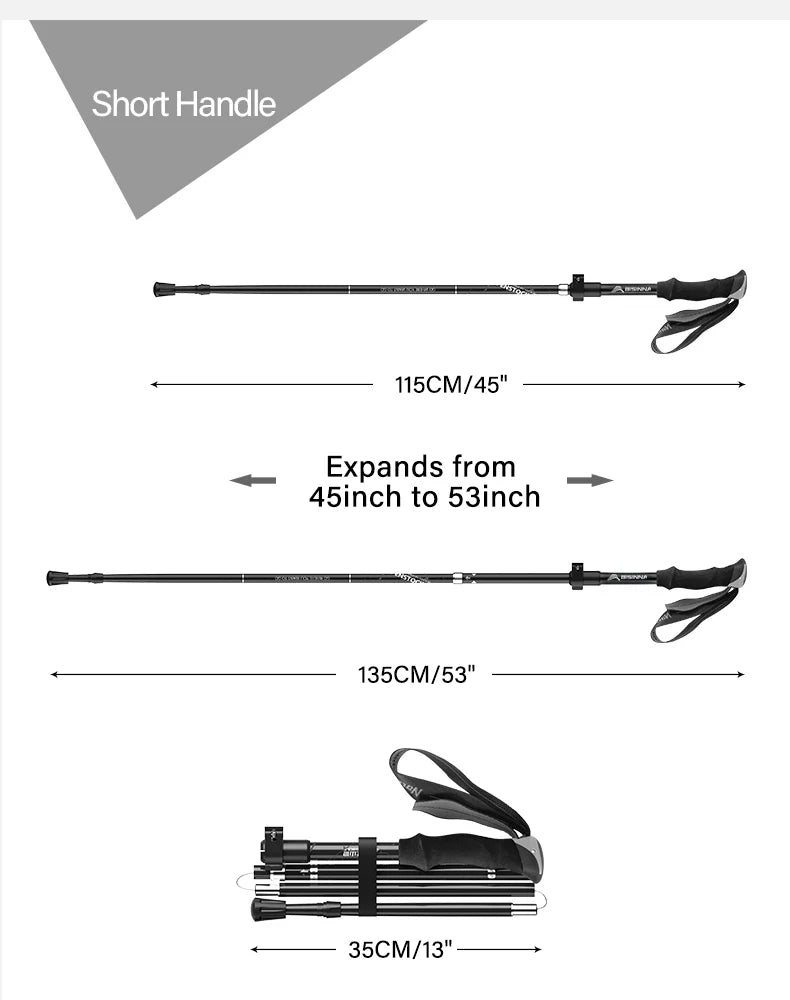 BISINNA 2pcs Ultralight Trekking Poles  Walking Sticks Hiking Canes Folding Aluminum Walking Pole Nodic Walking Sticks