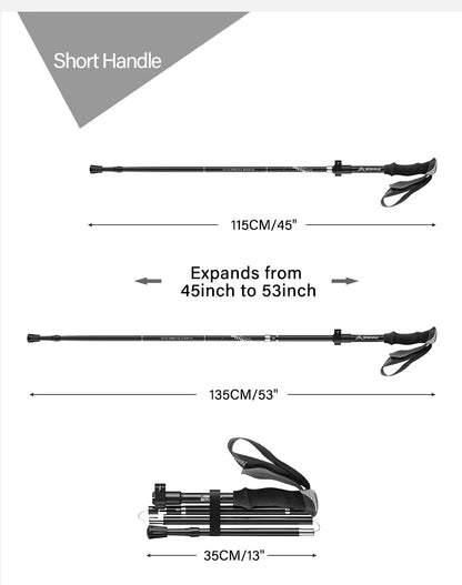 BISINNA 2pcs Ultralight Trekking Poles  Walking Sticks Hiking Canes Folding Aluminum Walking Pole Nodic Walking Sticks