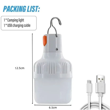 1PC USB Rechargeable 60W LED Camping Light Bulb Hanging Hook Emergency Lantern Portable Tent Lamp Outdoor Camping Night Market