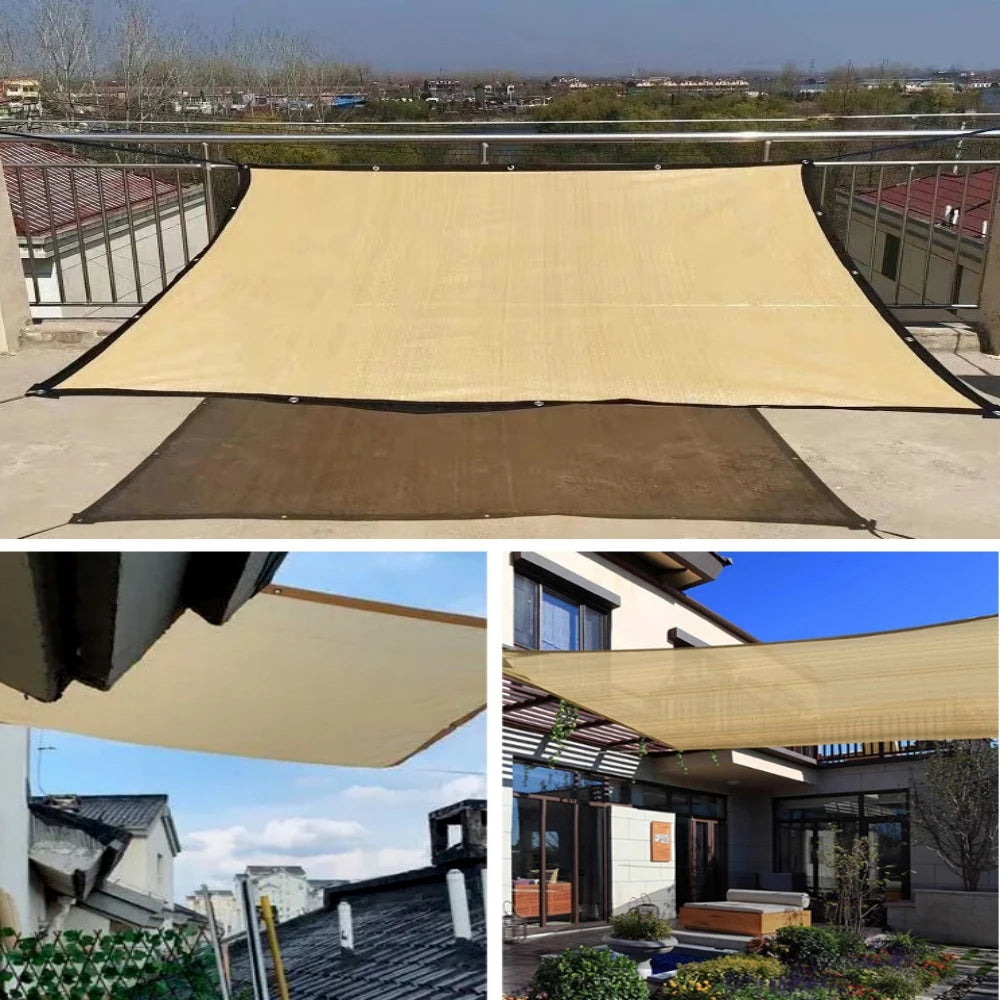 New Outdoor Garden Sunshade Net for Camping Pergola Carport Balcony Sunscreen Breathable Cooling Rectangle Pool Sunshade Sail