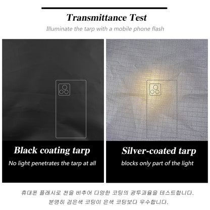 19 Hanging Points Black Coating Tarp Waterproof Black Coated Tarp Outdoor Camping Tent Tarp Bushcraft Shelter DIY Tent Fly
