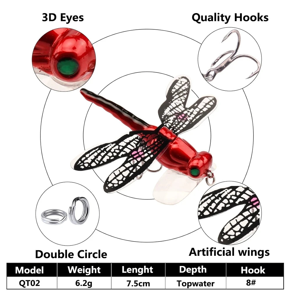 Topwater Dragonfly Popper Fly 75mm