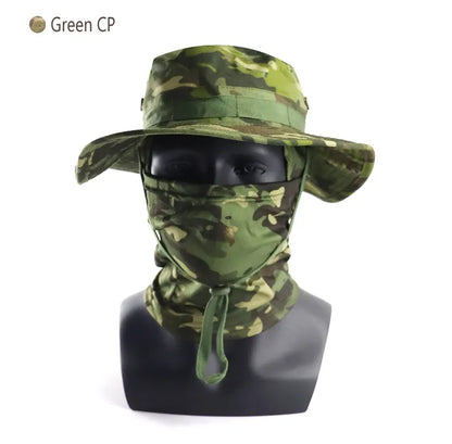 Women Men Hiking Fishing Boonie Hat Outdoor Sport Sun UV Protection Neck Face Camouflage Adjustable Bucket Caps and Mask