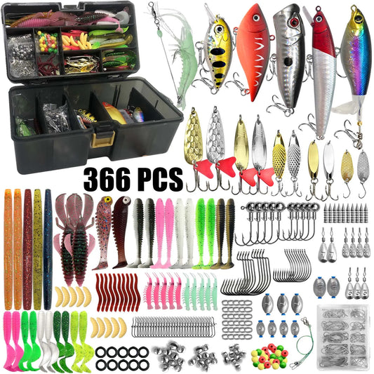 86/88/136/149/366pcs Fishing Lure Kit For Trout/Pike/Bass Multi-Lure Fishing Set Layered Tackle Pro Gear Tackle Box