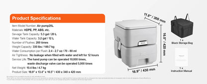 SucceBuy Portable Toilet for Camping Porta Potty Push-Button Pressurized Flush Commode Leak-proof and Odourless Portable Toilet