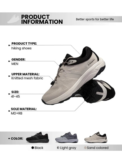 Baasploa Men Hiking Shoes Summer Breathable Comfort Soft Outdoor Sneakers New Solid Walking Shoes Anti Slip Wear-resistant