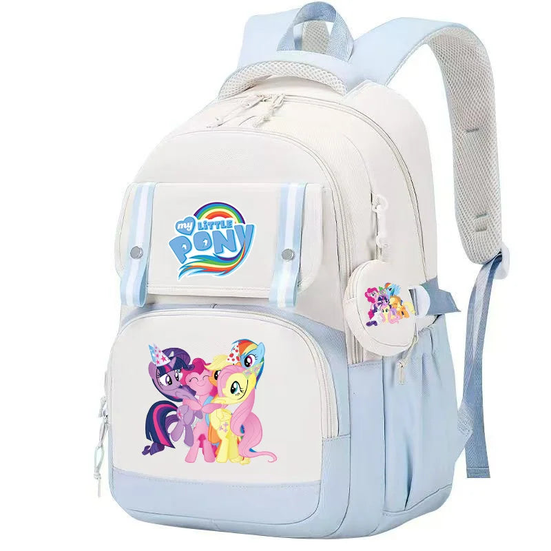 My Little Pony Large Capacity Backpack Cartoon Daypack Travel Commute Knapsack Schoolbag for Kids Girls Mochila With Coin Purse