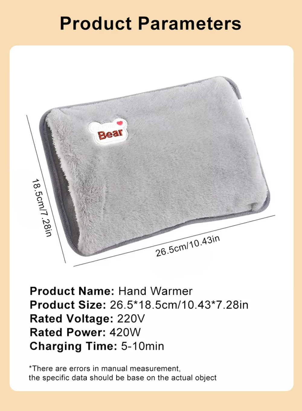 Rechargeable Electric Hand Warmer Pillow