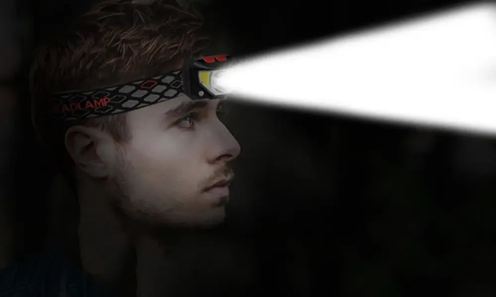 Rechargeable LED Headlamp Sensor Headlight With COB and LED Beads 8 Lighting Modes White and Red Light Fishing Light