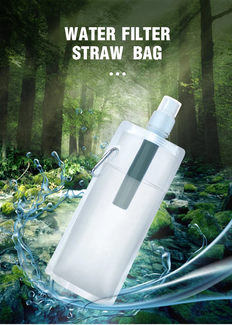 Water Filter Straw Bottle – Portable Purifier for Camping