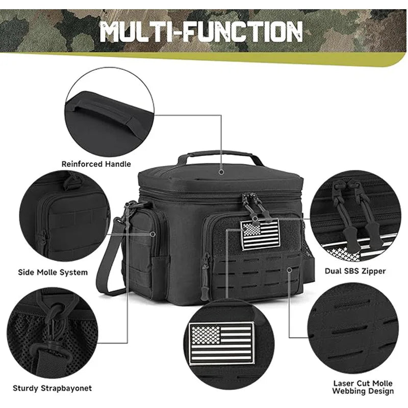 Tactical Thermal Cooler Bag Outdoor Heavy Duty Lunch Box Work Leakproof Insulated Durable Lunch Bag For Camping Picnic