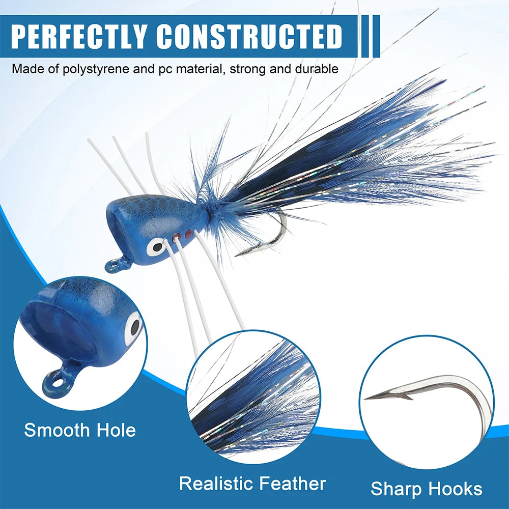 Bass Popper Bug Flies (2 Pack)
