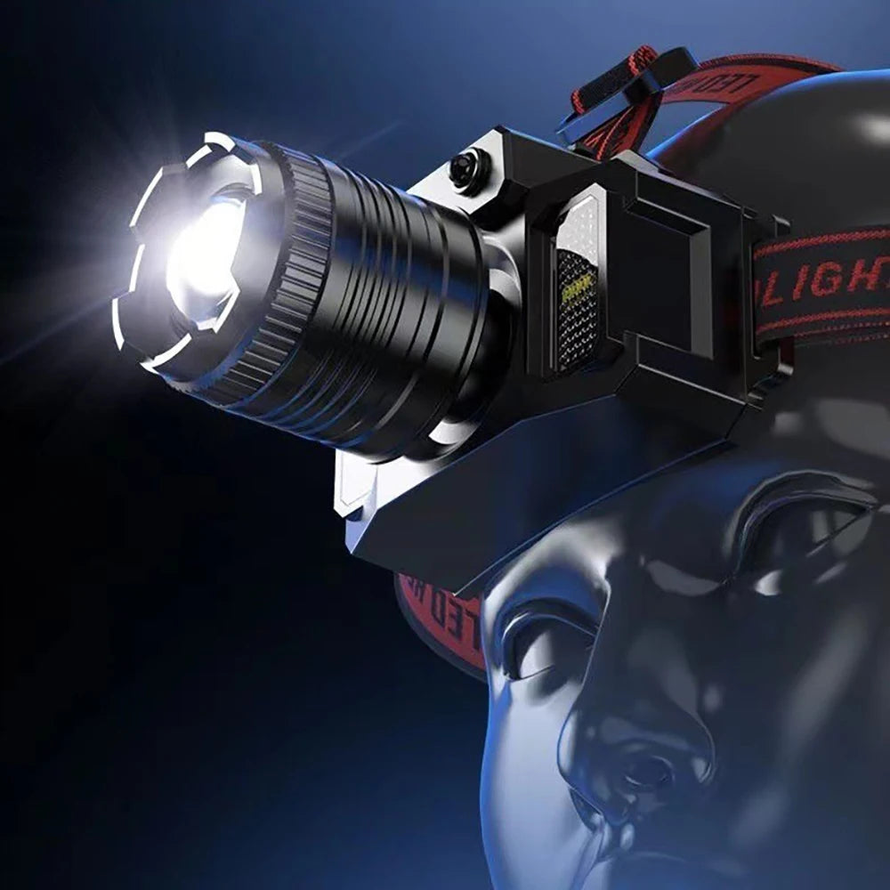 Smart Induction White Light LED Headlight Zoom USB Charging Sensor LED Headlamp Outdoor Multi-Function Head Torch Lantern Lamps