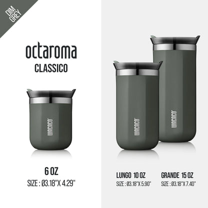 WACACO Octaroma Vacuum Insulated Coffee Mug, Double-wall Stainless Steel Travel Tumbler, 6/10/15 Fl Oz, Thermo, Valentines Gift
