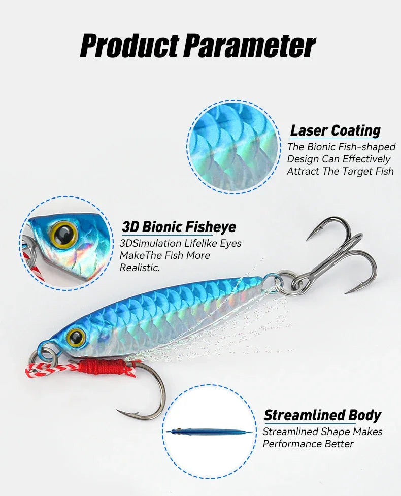 5pcs/Set Metal Jig Fishing Lures Set 10g 20g 30g Trolling Hard Bait for Bass Sea Trout Jigging Tackle Saltwater Fishing Gear