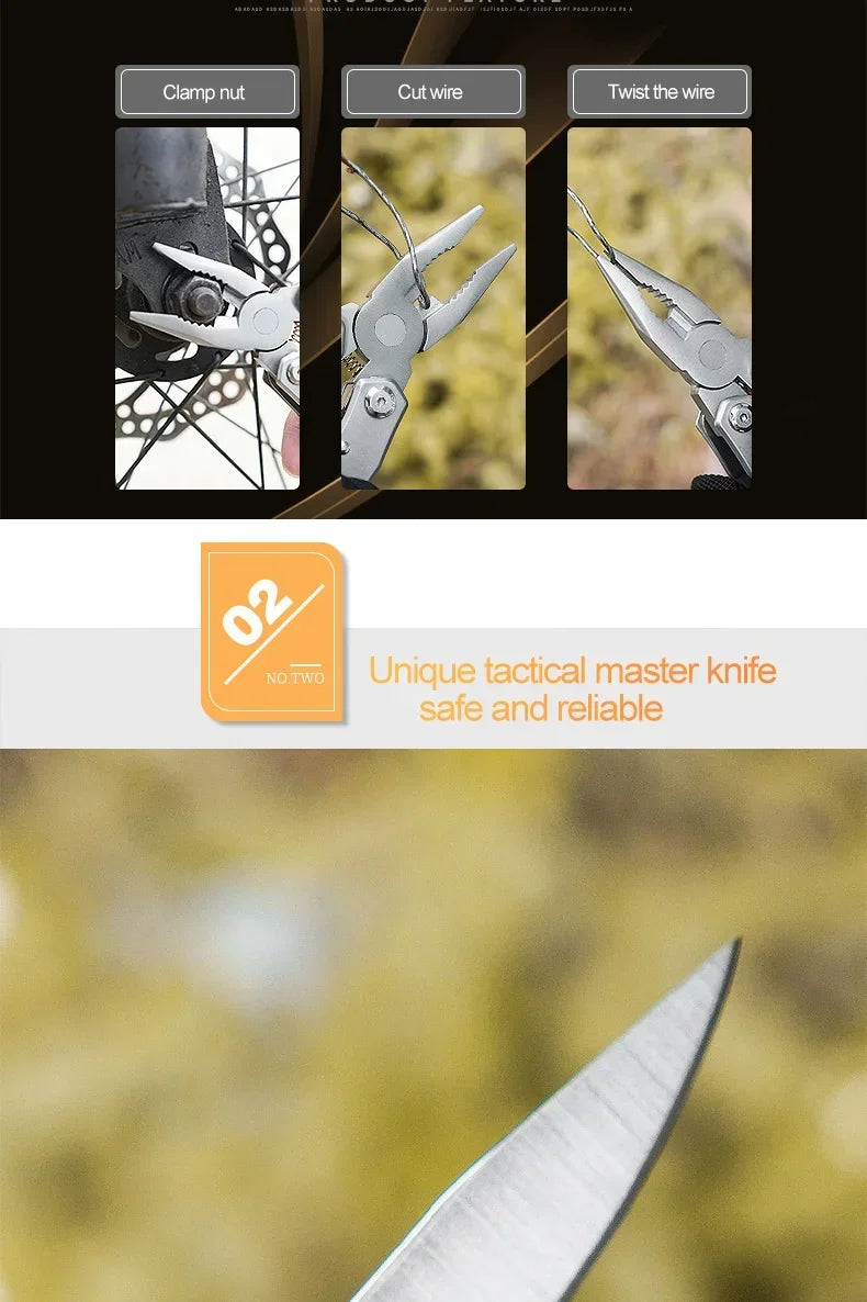 Multi-tool Pliers Outdoor Combination Knife Pliers Stainless Steel Folding Portable Multi-purpose Camping Survival Pliers Tools