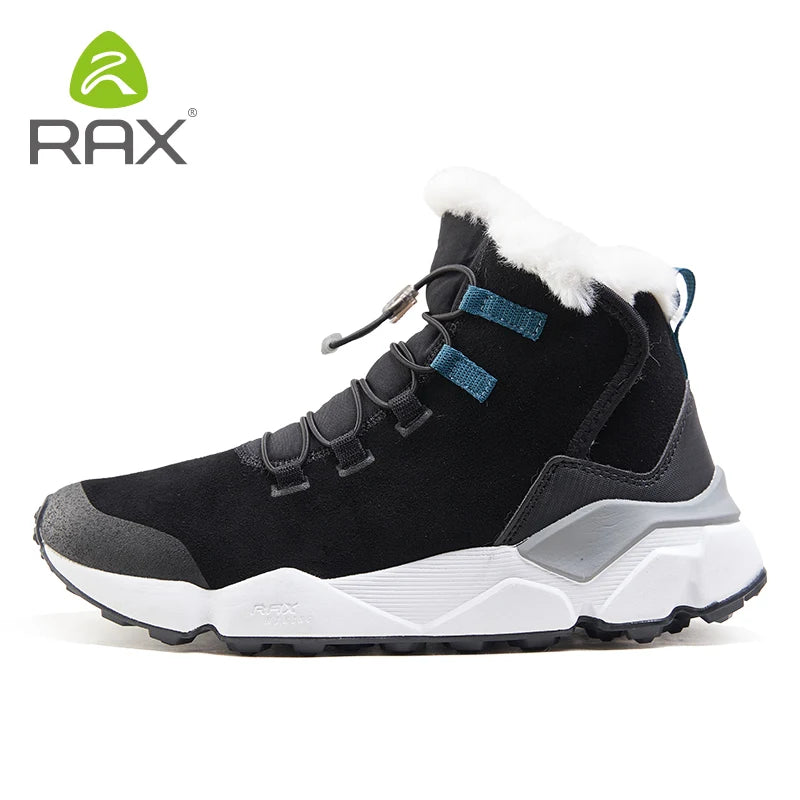RAX Hiking Boots Men Waterproof Winter Snow Boots Fur lining Lightweight Trekking Shoes Warm Outdoor Sneakers Mountain Boots Men