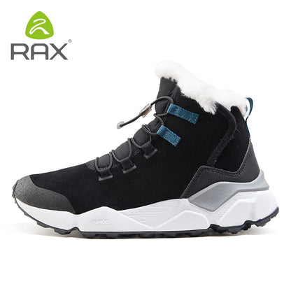 RAX Hiking Boots Men Waterproof Winter Snow Boots Fur lining Lightweight Trekking Shoes Warm Outdoor Sneakers Mountain Boots Men