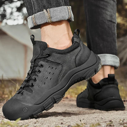Men’s Leather Hiking Shoes – Outdoor Anti-Slip Climbing Sneakers with Thick Sole for Trekking & Casual Wear
