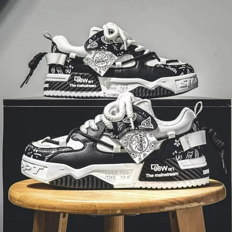 Men’s Casual Sneakers – Outdoor Fashion Vulcanized Shoes with Breathable Platform Design (Spring & Walking Comfort)